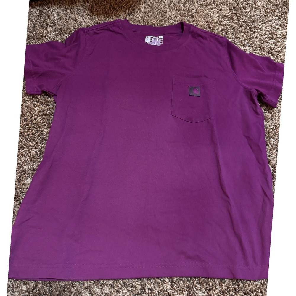 Carhartt Relaxed Fit Pocket T-Shirt Purple Girls Large 12-14 Short Sleeve Tee